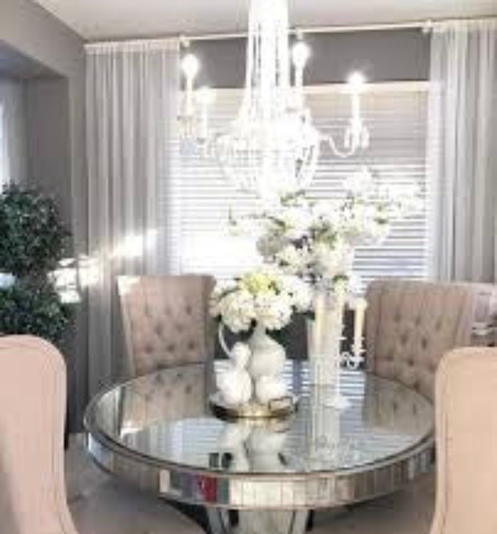 Romance mirrored round dining table-Renaissance Design Studio