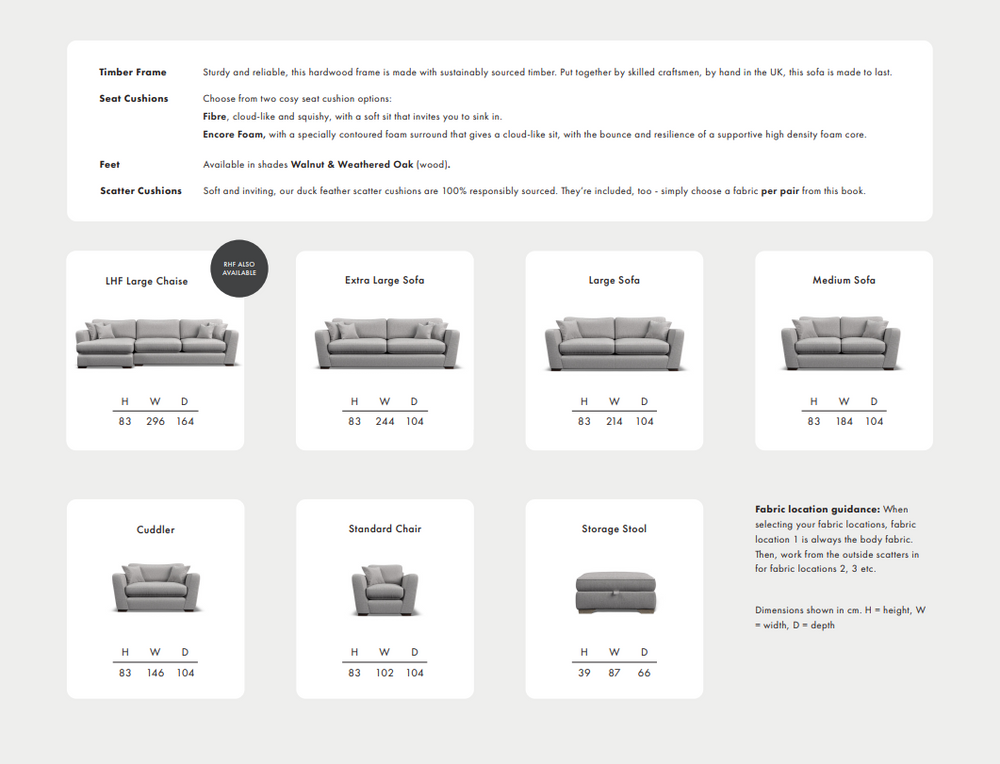Romeo bespoke sofa collection with free scatters custom made for YOU