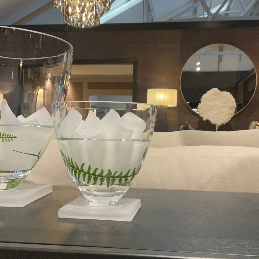 Round Clear Glass Vase With Frosted Base 15cm-Renaissance Design Studio