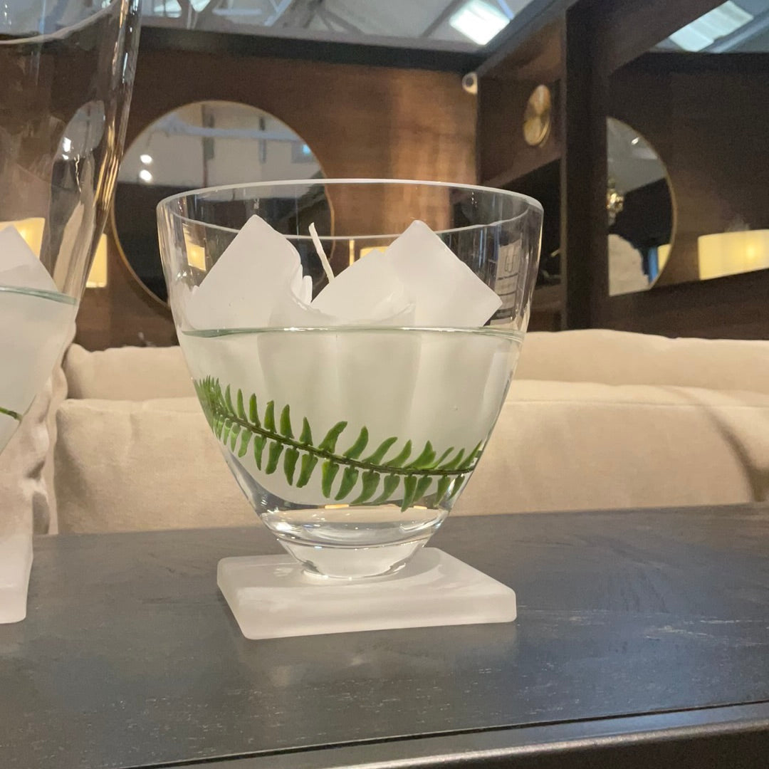 Round Clear Glass Vase With Frosted Base 15cm-Renaissance Design Studio
