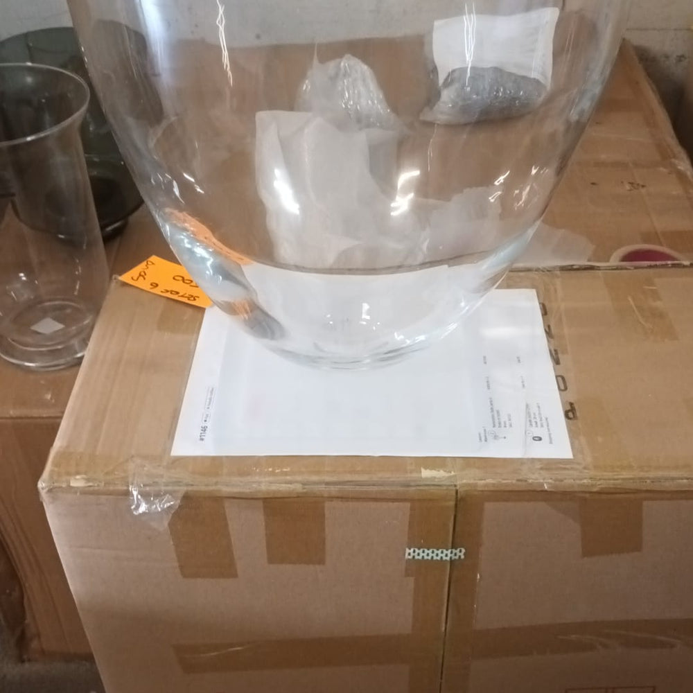 Round Clear Glass Vase with Frosted Base 26cm