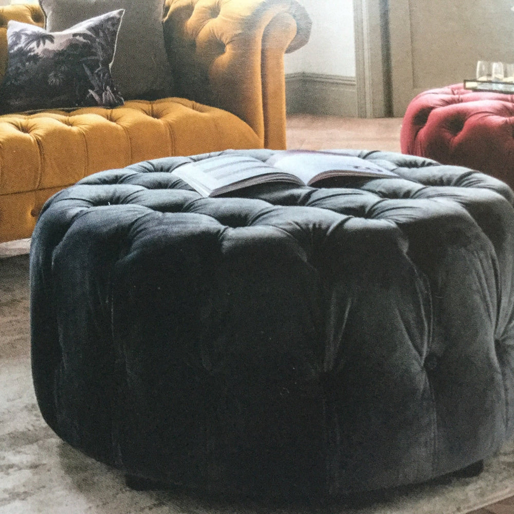 Darby Round footstools large velvet