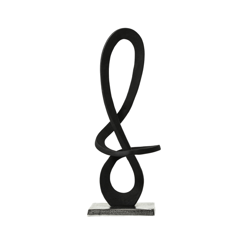 Black Metal Sculpture With Nickel Base 46cm