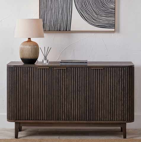 Ryan Dark Brown Ribbed Sideboard-Renaissance Design Studio