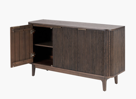 Ryan Dark Brown Ribbed Sideboard-Renaissance Design Studio