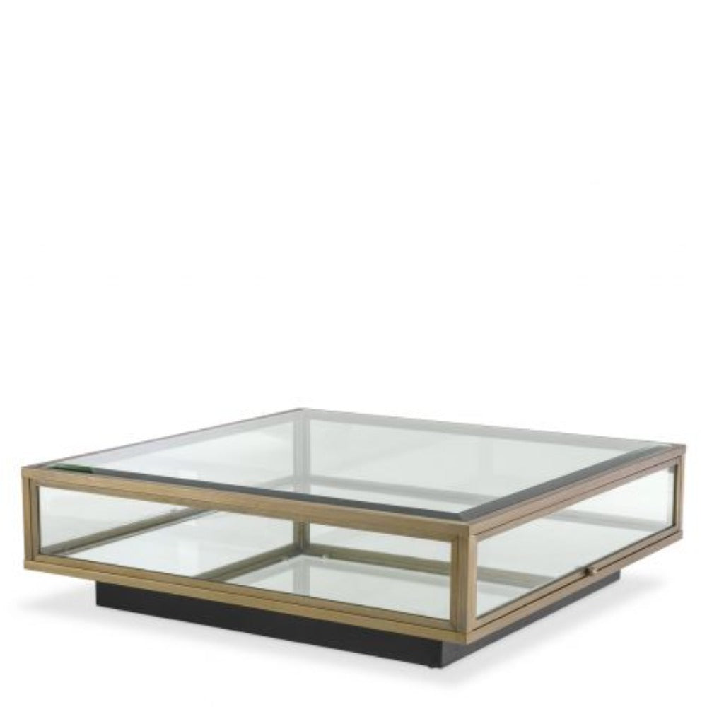 Ryan large coffee table Brushed brass and glass by Eichholtz-coffee table large-Renaissance Design Studio