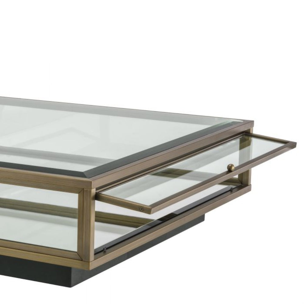 Ryan large coffee table Brushed brass and glass by Eichholtz