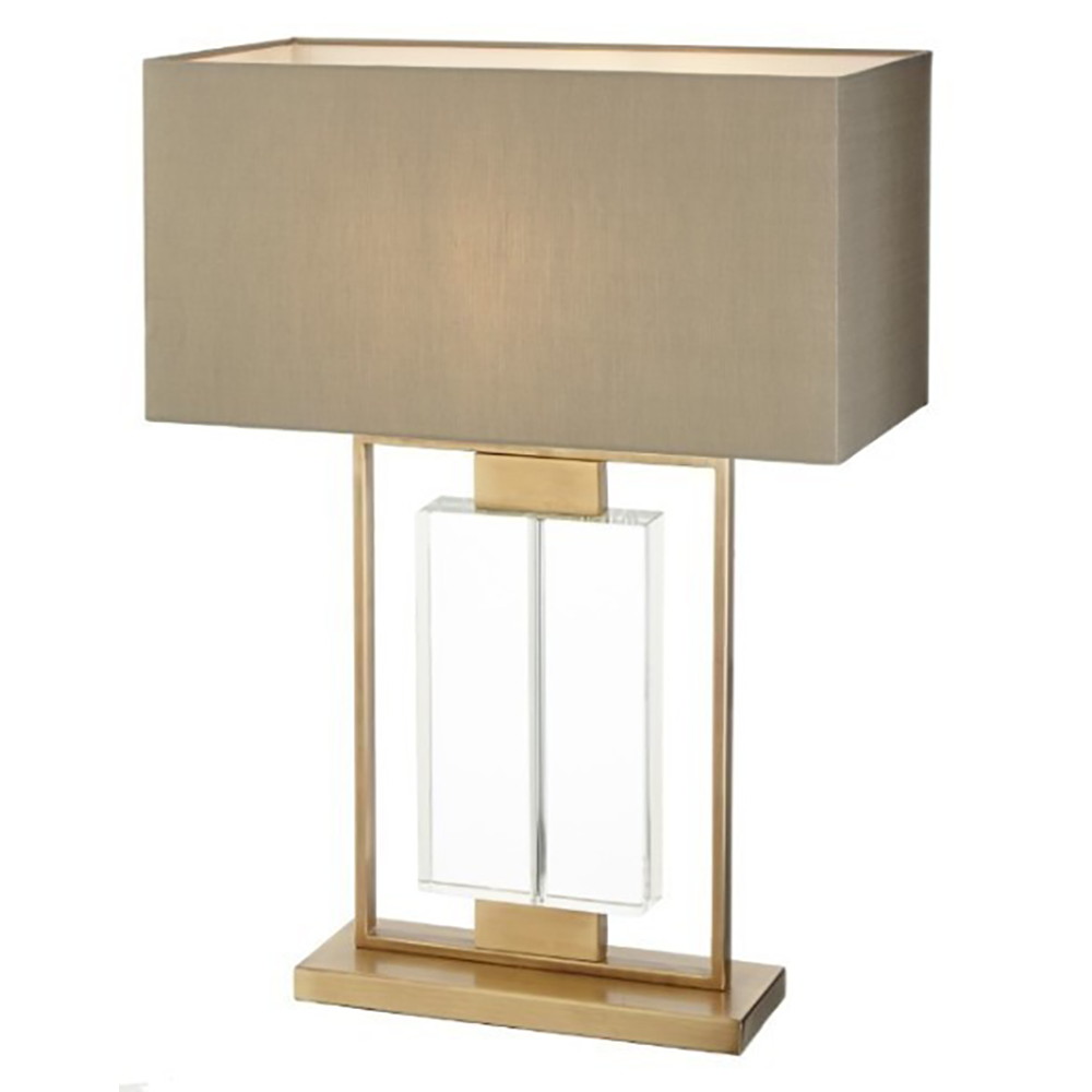 Ryston table lamp in antiqued brass and crystal-Renaissance Design Studio