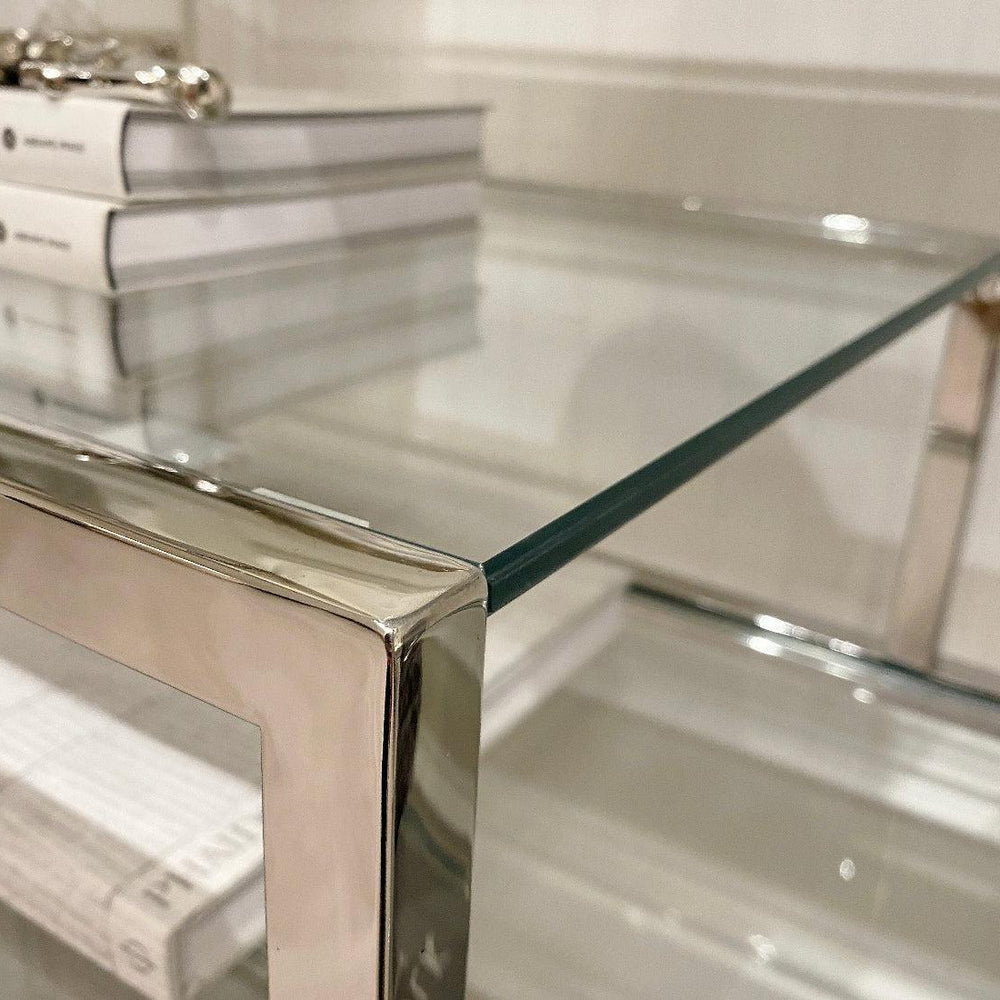 Sahara Chrome and Glass Console Table 140 cm REDUCED