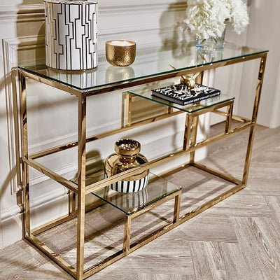 Sahara  Harry  Gold  console table 140cm. REDUCED