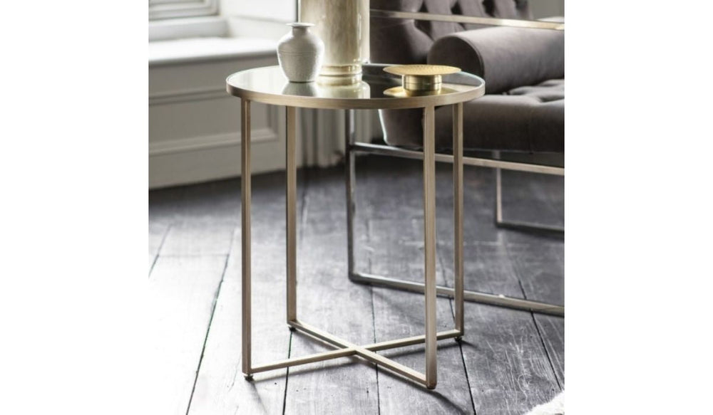 Sahara Torrence Mirrored round contemporary SIDE  Table reduced last one !