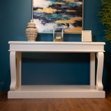 Samuel Savoy Scroll Console Table with Antiqued Mirror Top 140 cm-Renaissance Design Studio