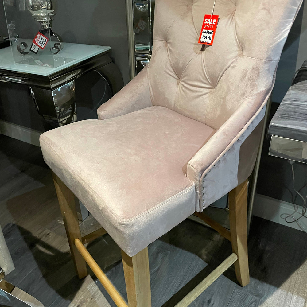 Sandrine Counter Stool in blush pink Velvet last one for collection