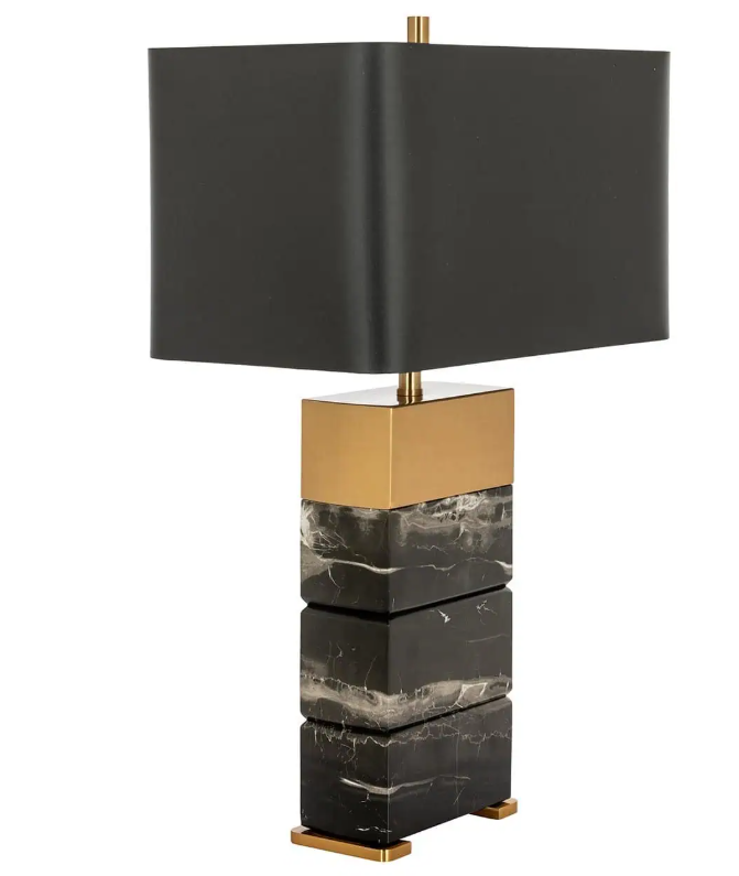 Sandy Marble Black and Gold Table Lamp Incl Shade-Renaissance Design Studio
