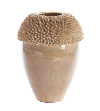 Sandy Sea Urchin Cream Vase 33 cm-Renaissance Design Studio