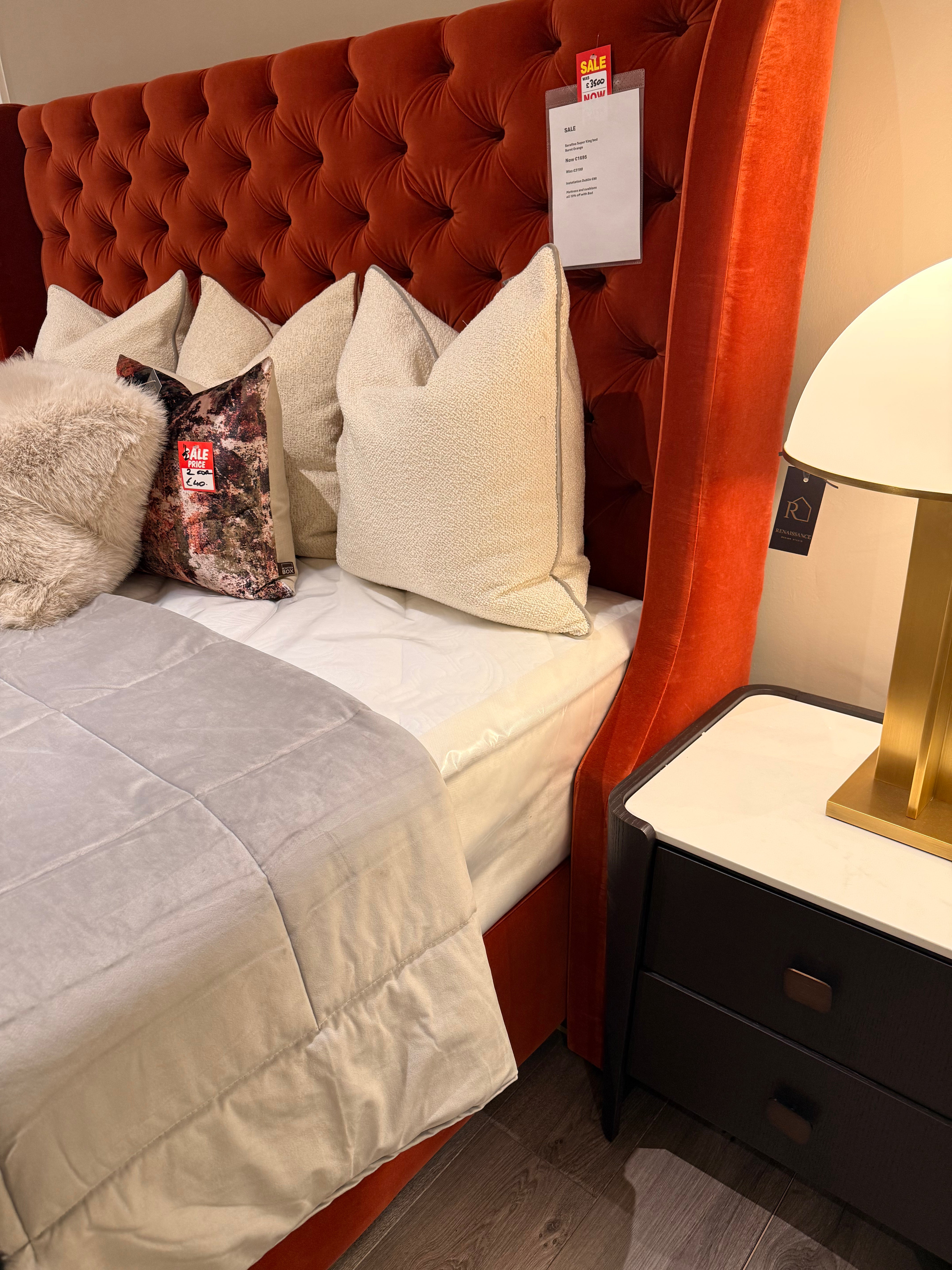 Serafina custom hand crafted super bed 6 ft superking special reduction in fabulous burnt orange-Custom made beds-Renaissance Design Studio