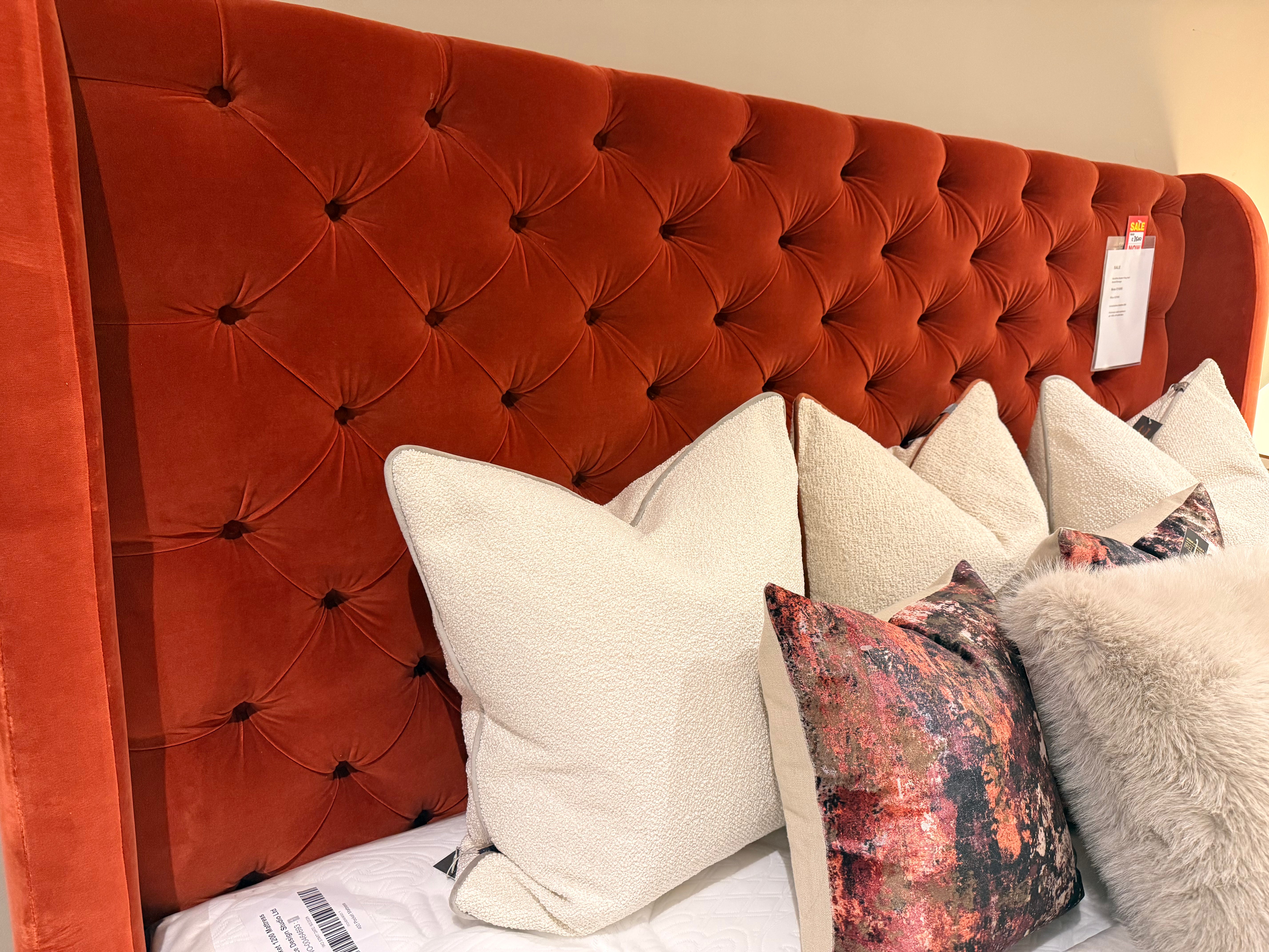 Serafina custom hand crafted super bed 6 ft superking special reduction in fabulous burnt orange-Custom made beds-Renaissance Design Studio