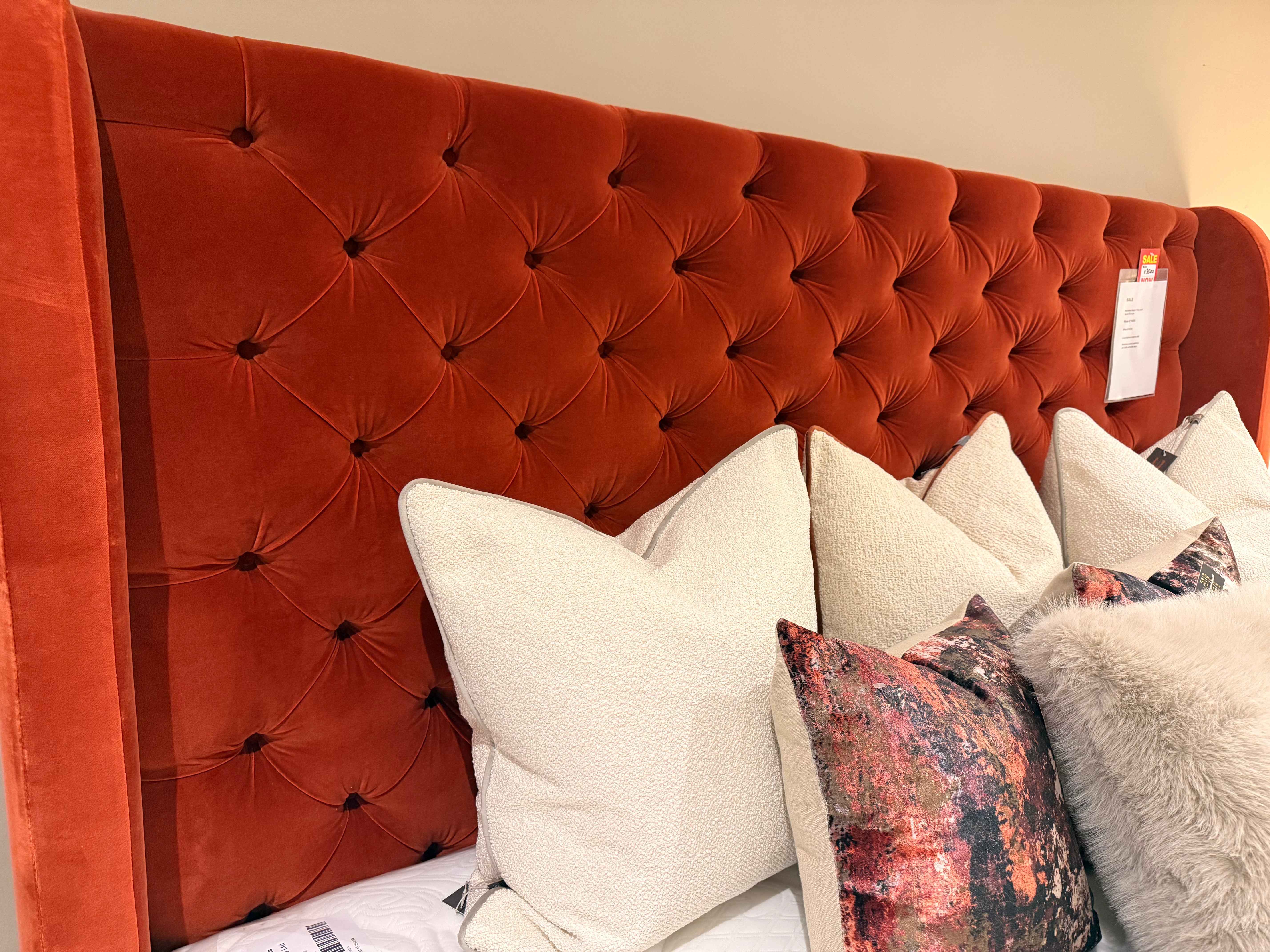 Serafina custom hand crafted super bed 6 ft superking special reduction in fabulous burnt orange-Custom made beds-Renaissance Design Studio