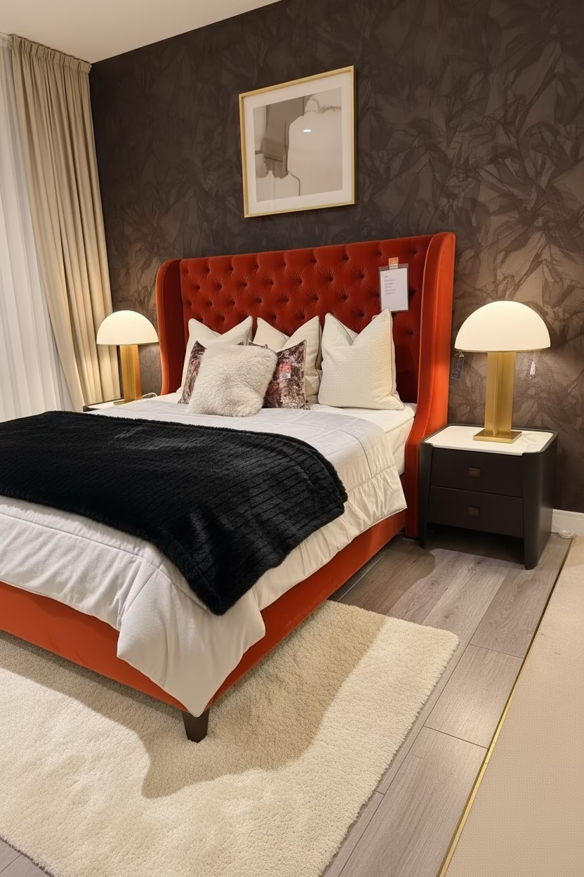 Serafina custom hand crafted super bed 6 ft superking special reduction in fabulous burnt orange-Custom made beds-Renaissance Design Studio