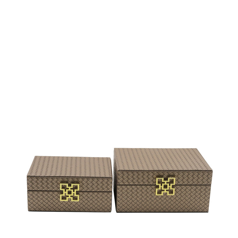 Set of 2 jewellery boxes in bronze with gold handles ....fabulous !