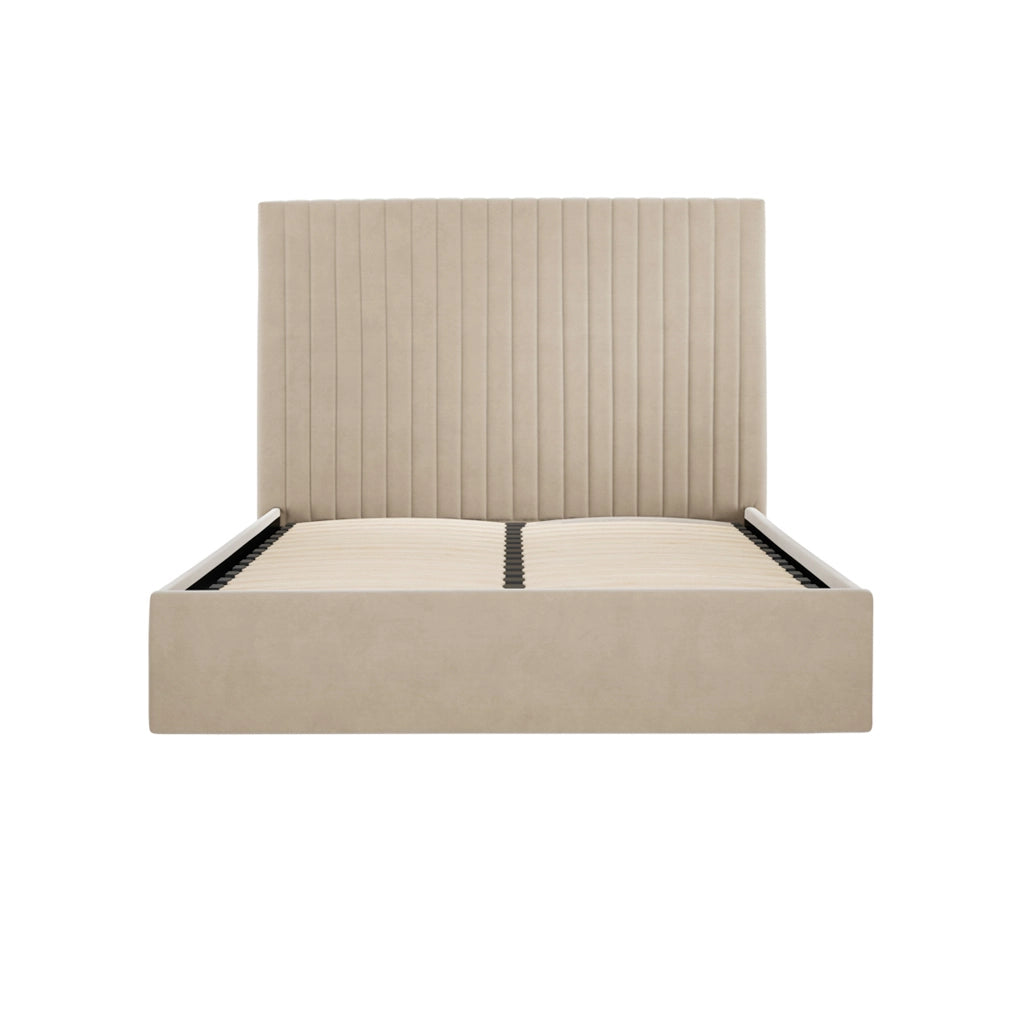 Seville Row ottoman bed in cream plush velvet-Renaissance Design Studio