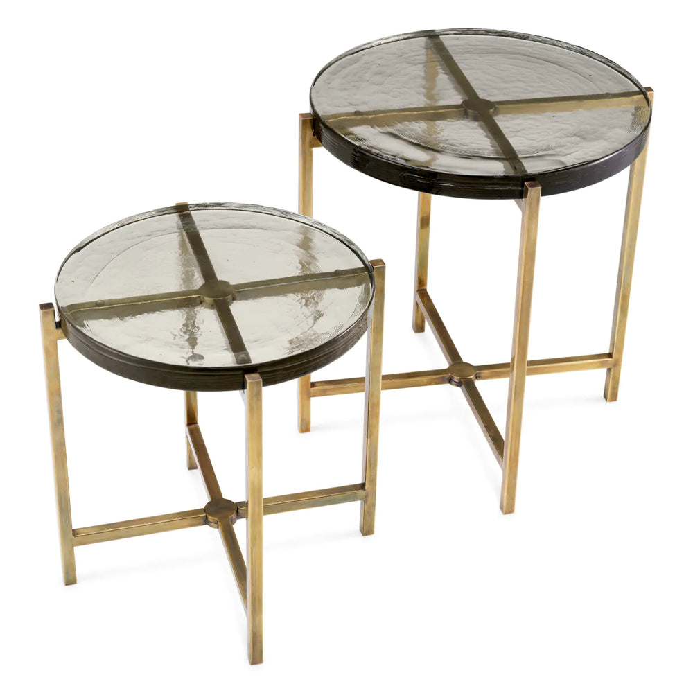 Side Table Haymann set of 2 Vintage brass  by Eichholtz