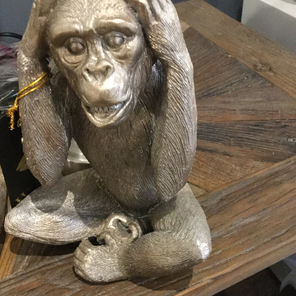 Silver 8" monkey see no evil , hear no evil , speak no evil