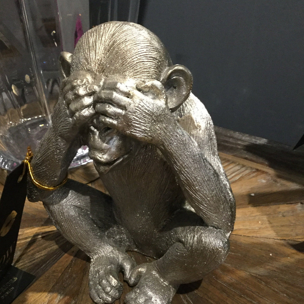 Silver 8" monkey see no evil , hear no evil , speak no evil