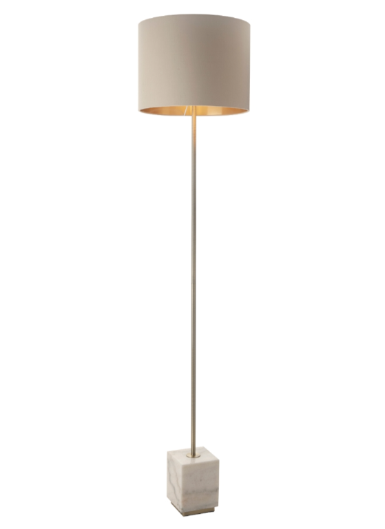 Sinatra Brass Floor Lamp w shade.-Floor Lamp-Renaissance Design Studio