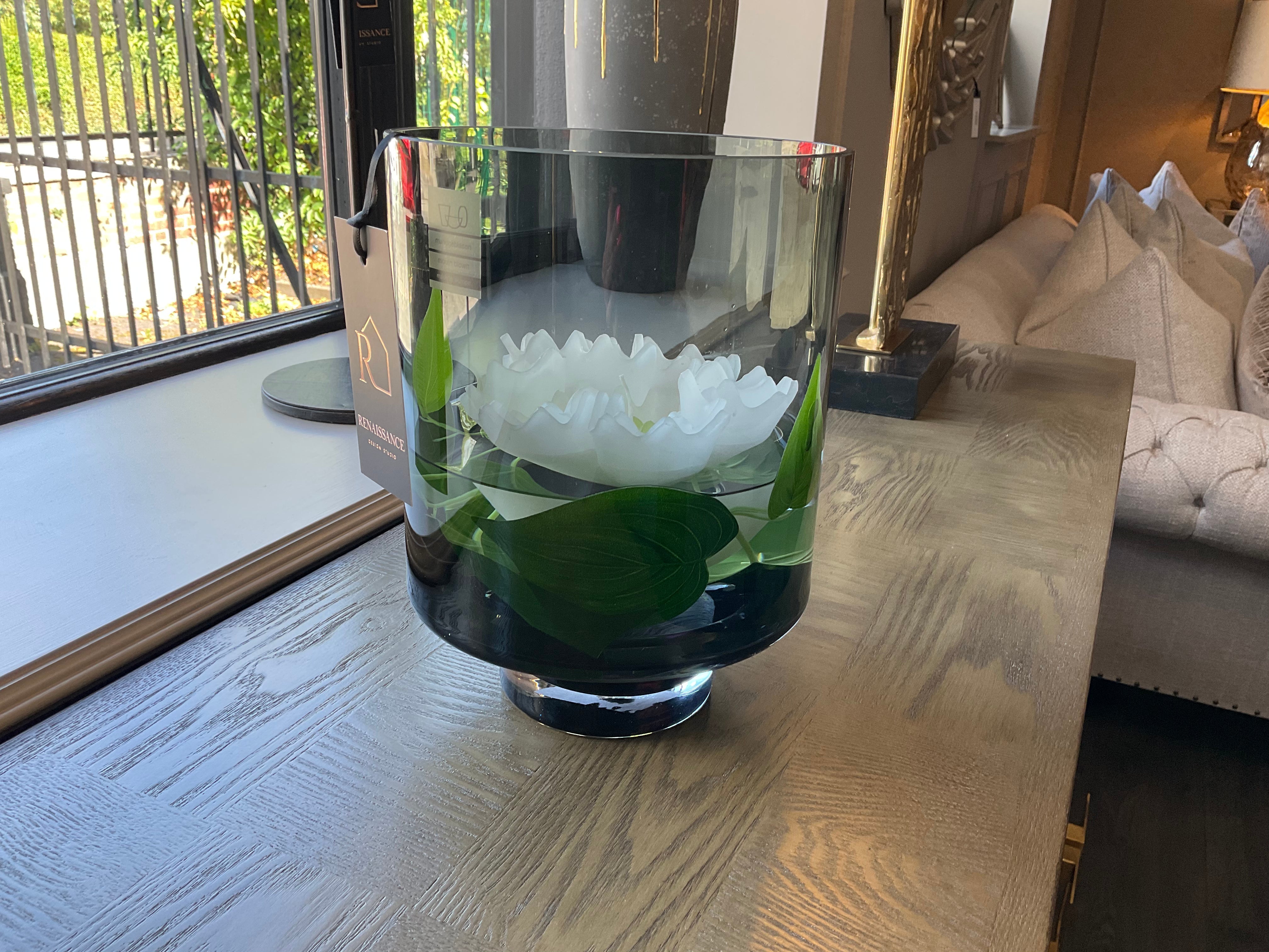 Smoked Glass Hurricane mouth blown €59.95-Vase-Renaissance Design Studio