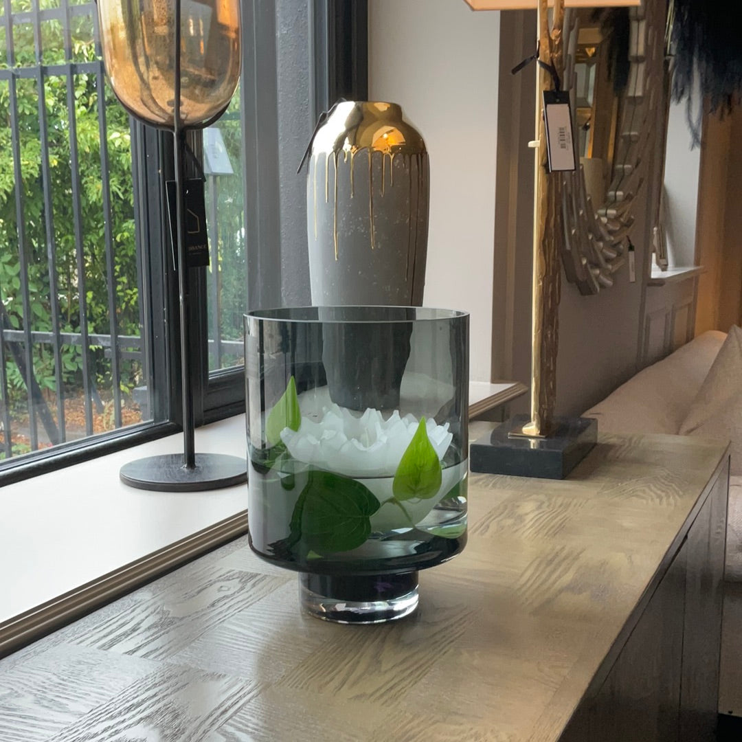 Smoked Glass Hurricane mouth blown €59.95-Renaissance Design Studio