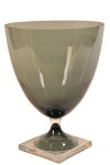 Smoked Glass Round Vase on Base