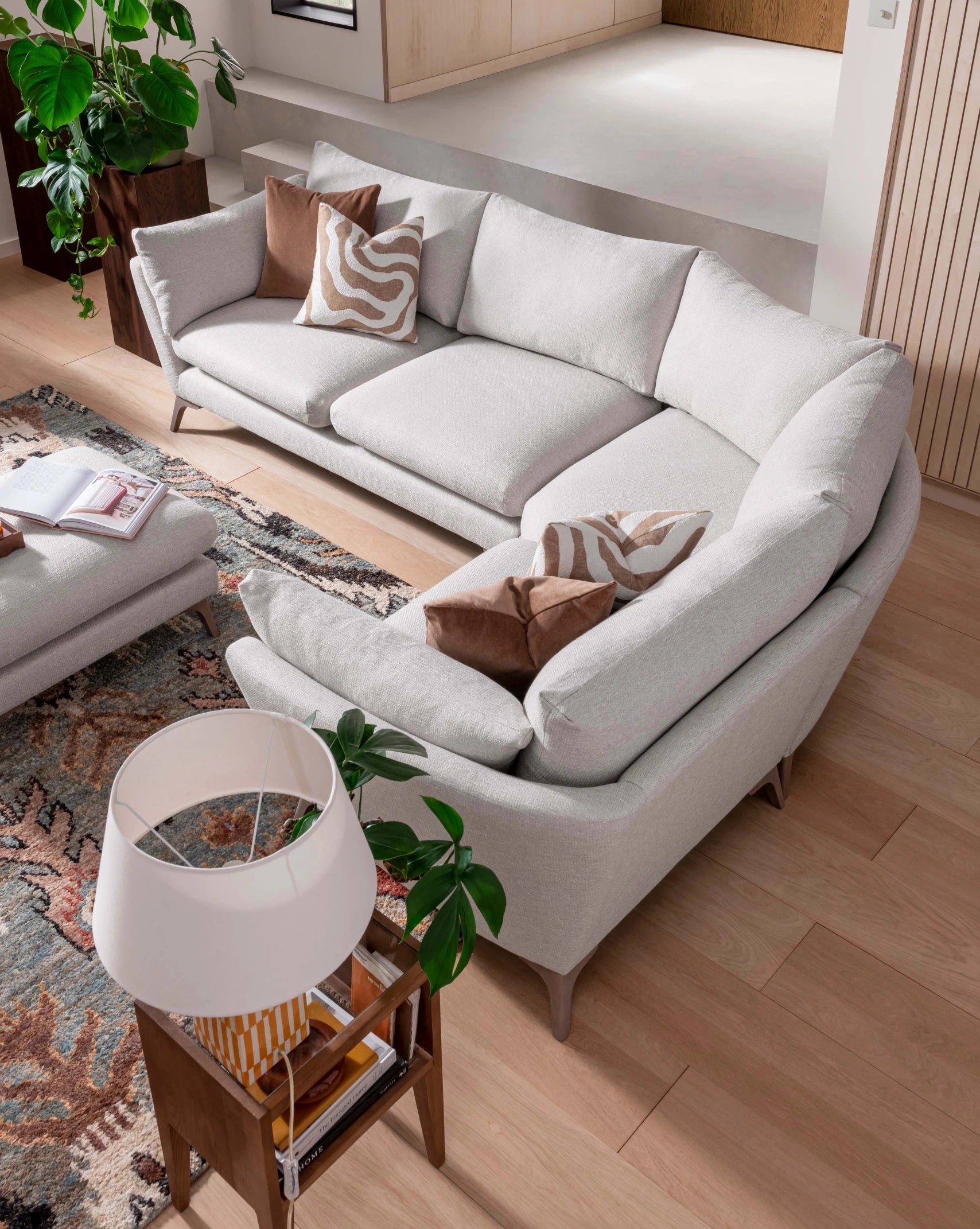 Sofa Elton by Whitemeadow featuring diagonal corner in Apricot One only SAVE 25%-Renaissance Design Studio