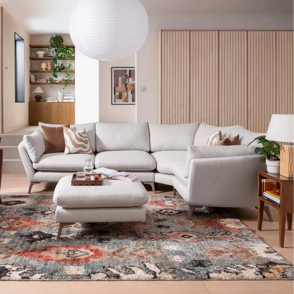 Sofa Elton by Whitemeadow featuring diagonal corner in Apricot One only ex showroom SAVE over 30%