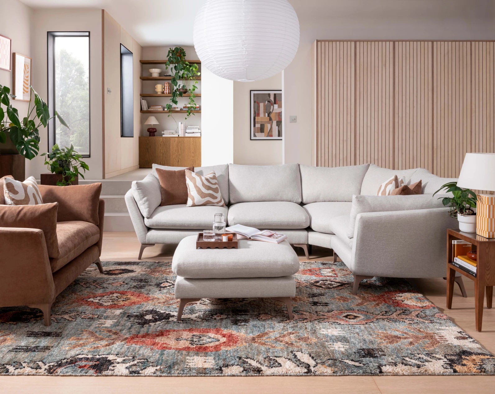 Sofa Elton by Whitemeadow featuring diagonal corner in Apricot One only SAVE 25%-Renaissance Design Studio
