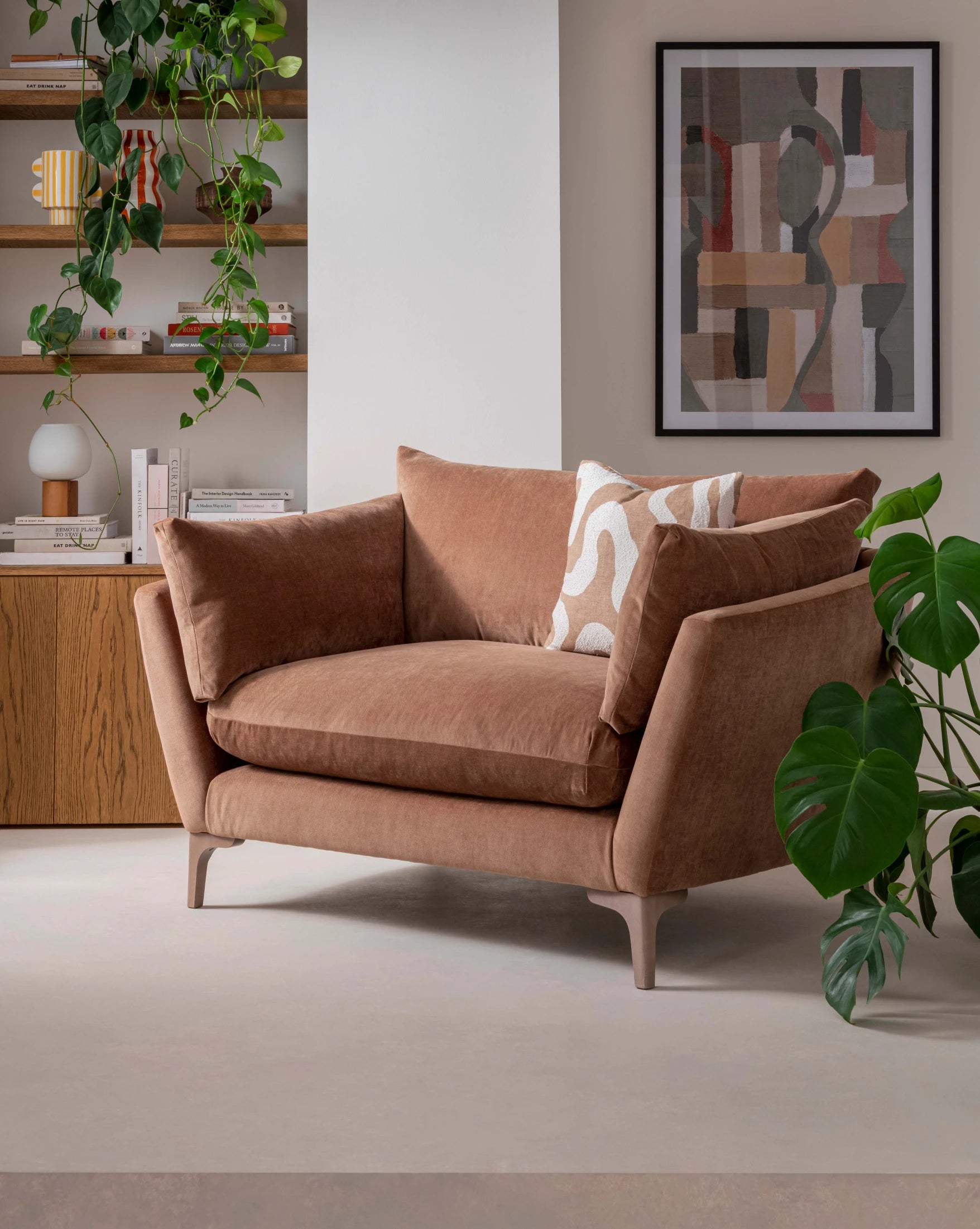 Sofa Elton by Whitemeadow featuring diagonal corner in Apricot One only SAVE 25%-Renaissance Design Studio