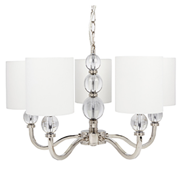 Sofia 5 Arm Pendant in nickel or mocha by RV Ashley-Renaissance Design Studio