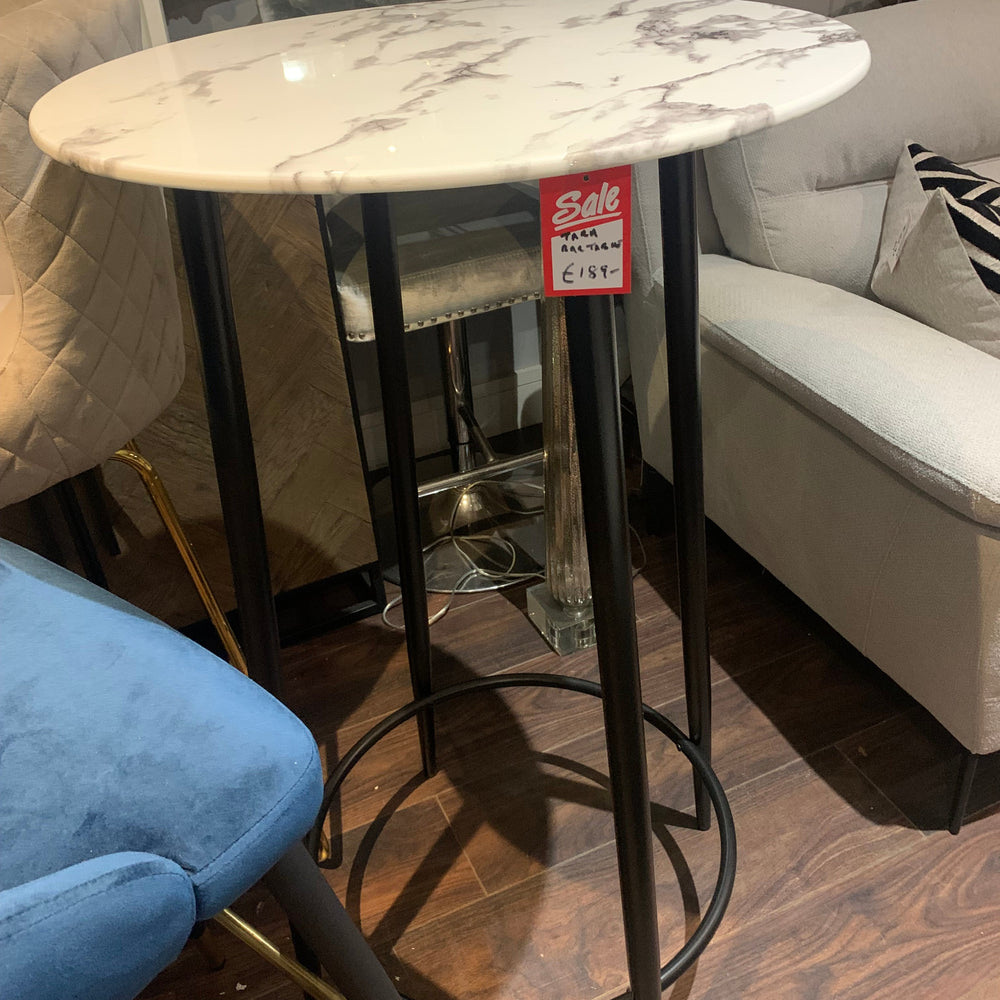 Sofia Bar Table Marbled  top with black base clearance offer Last 1