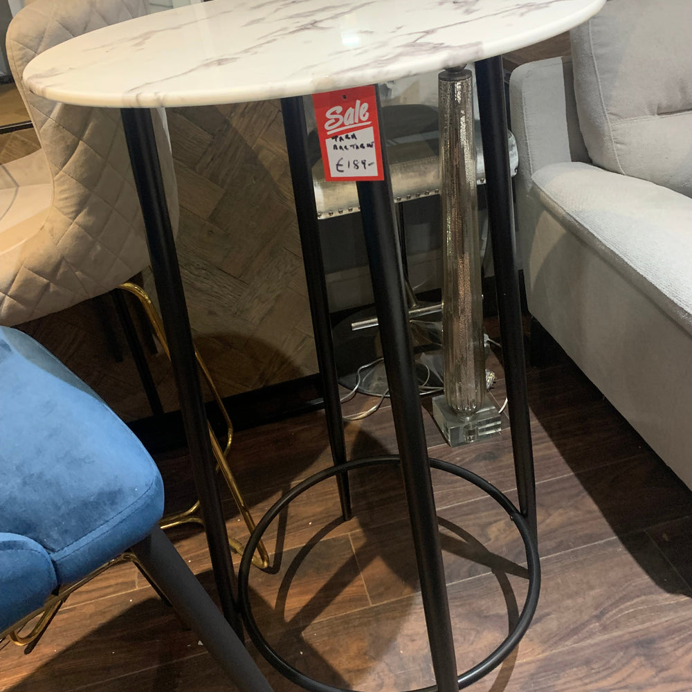 Sofia Bar Table Marbled  top with black base clearance offer Last 1