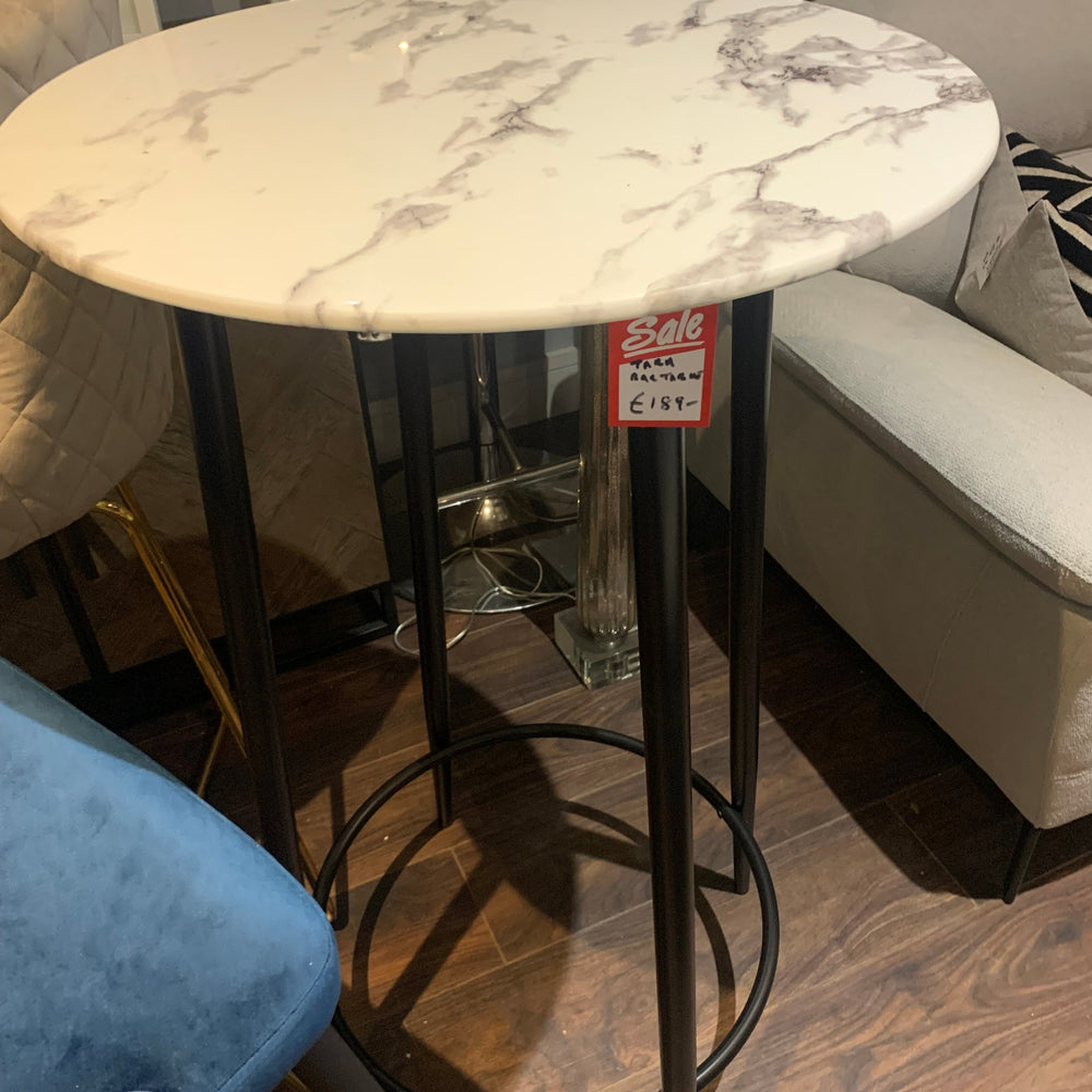 Sofia Bar Table Marbled  top with black base clearance offer Last 1