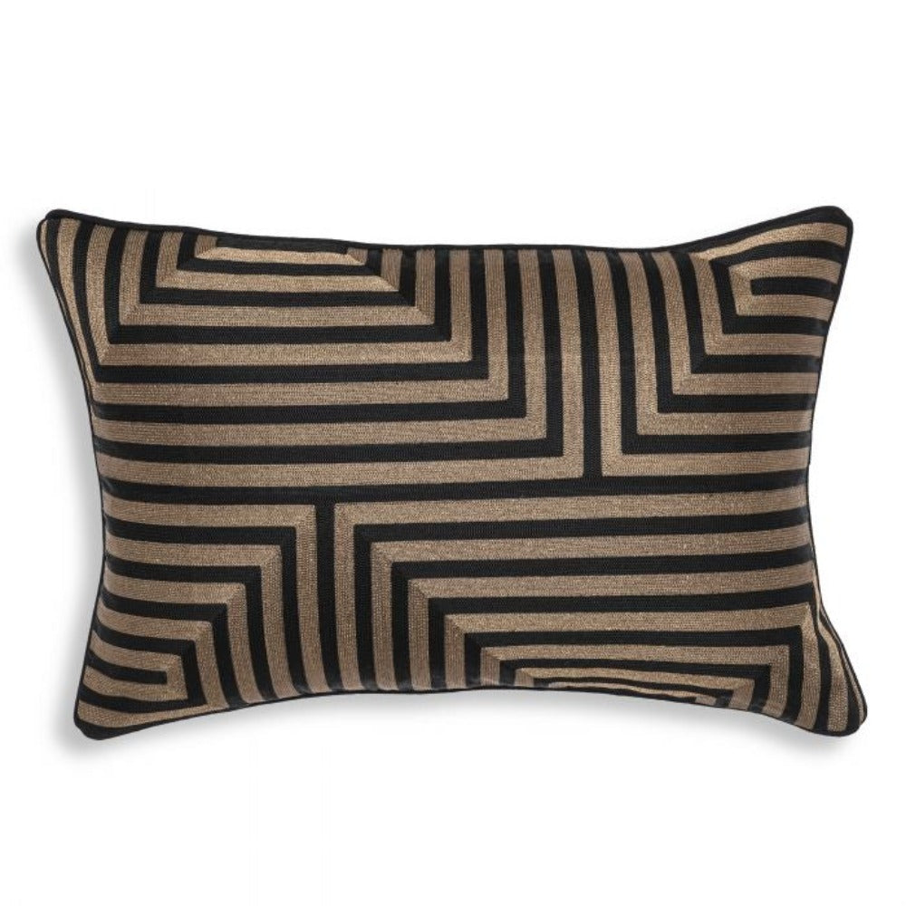 Spray Cushion Black and Gold with Feather upgrade by Eichholtz.-Renaissance Design Studio