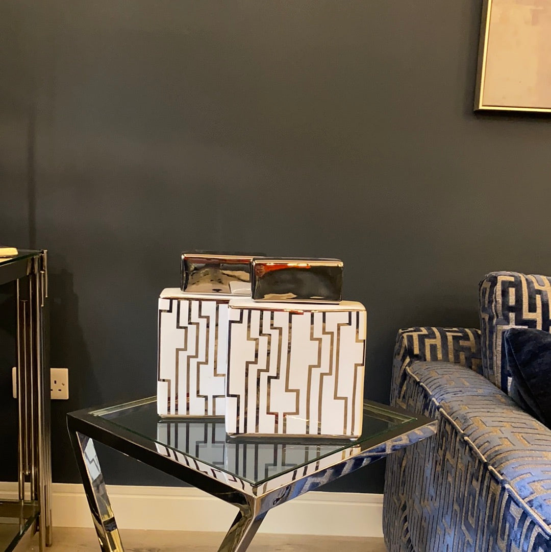 Square silver top vase-Vase-Renaissance Design Studio