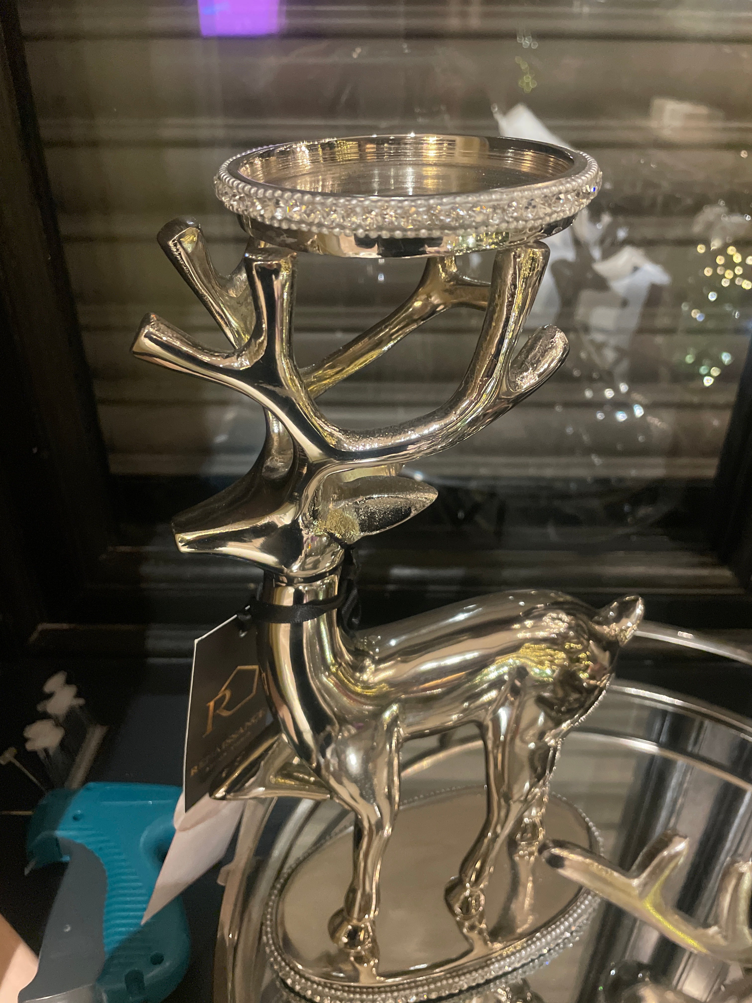 Standing large nickel reindeer candle holder reduced clearance-Renaissance Design Studio
