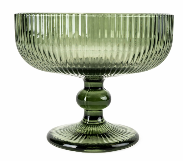 Stemmed Champagne Saucer Glass - Green-Renaissance Design Studio