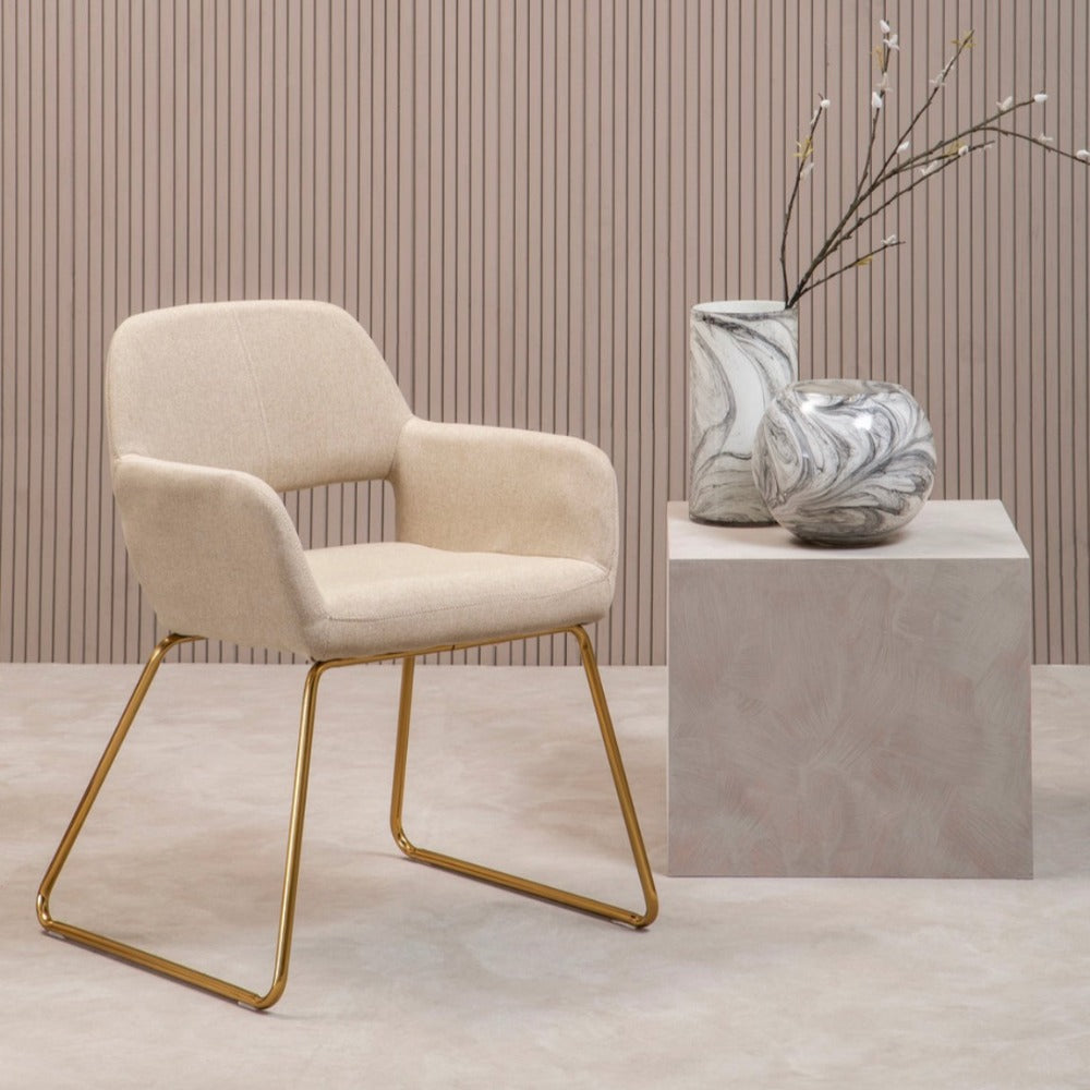Stockholm dining chair in ivory and gold-Dining chair-Renaissance Design Studio