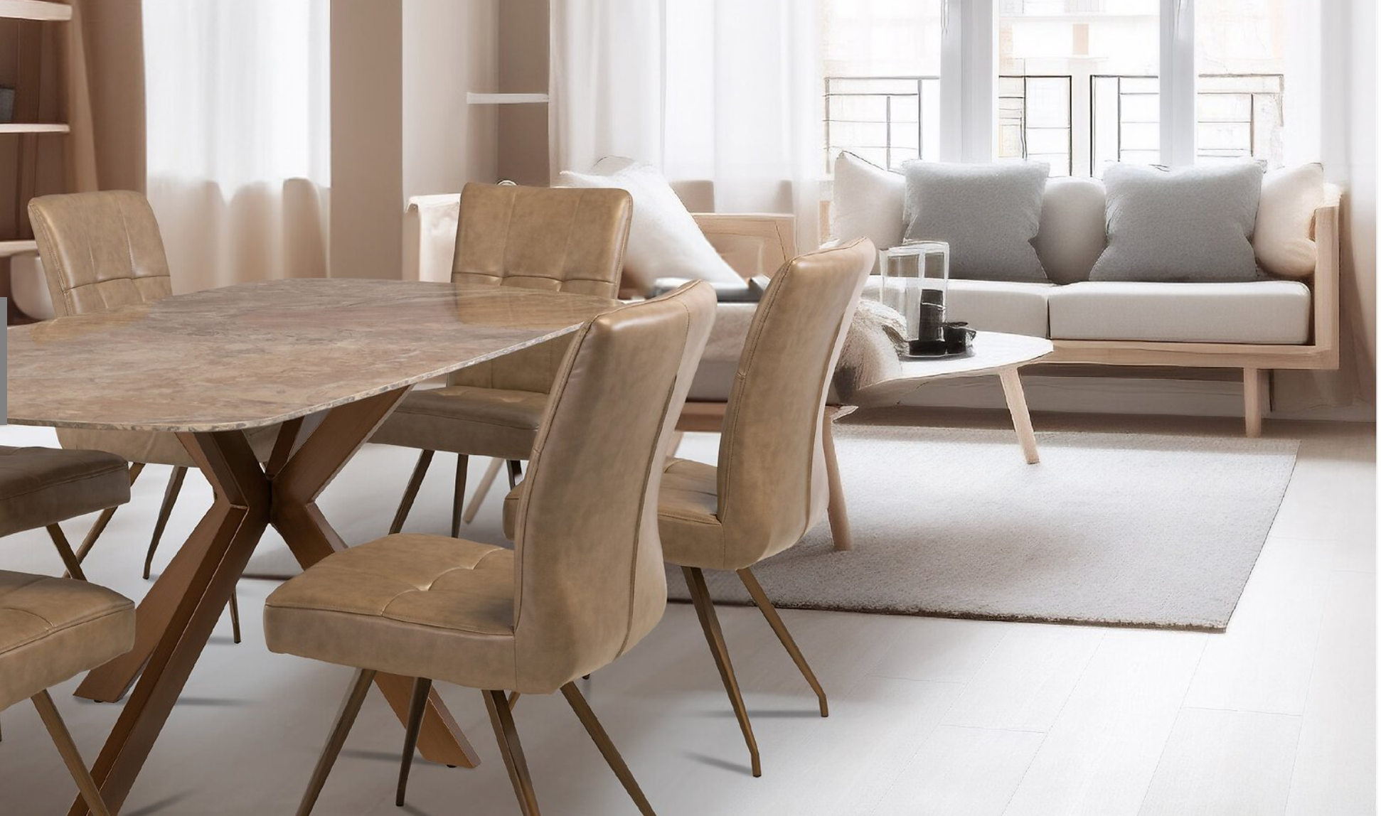 Sylvie Stylish marble dining table-Dining Table-Renaissance Design Studio