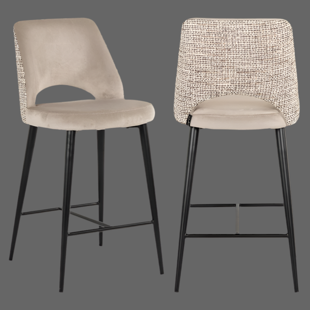 Tabitha Designer Trendy Nature Counter Stool With Twin Fabric-Renaissance Design Studio