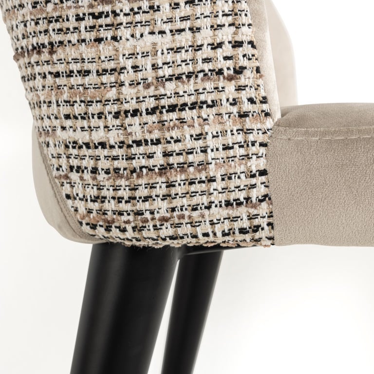 Tabitha Dining Chair in Khaki Natural With Contrast Trendy Natural Fabric-Renaissance Design Studio
