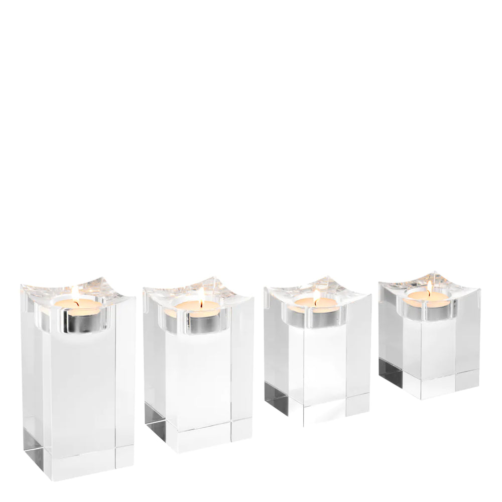 Tealight Holder Giancarlo L set of 4 Clear crystal by Eichholtz.