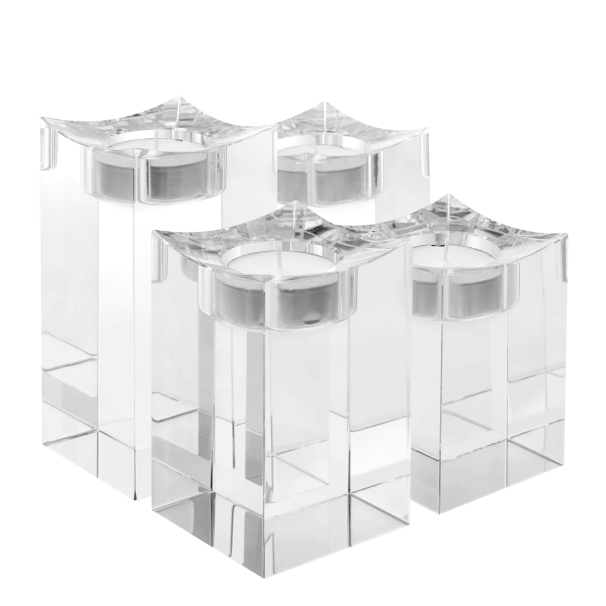 Tealight Holder Giancarlo L set of 4 Clear crystal by Eichholtz.-Renaissance Design Studio